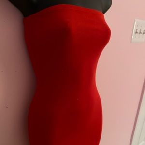 NWT ribbed strapless red bodycon dress size small